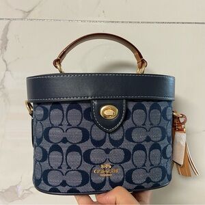 Coach Navy and Black Signature Mini Bag